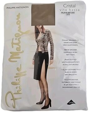 PHILIPPE MATIGNON size Small Semi Sheer Matte Brown Low Rise Tights‎ 30 Denier